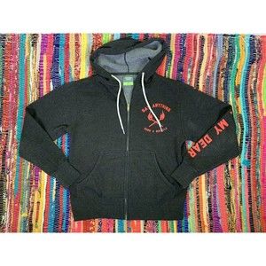 Independent Trading Co. Men's Size XS Dark Gray Full Zip Hoodie Graphic Print